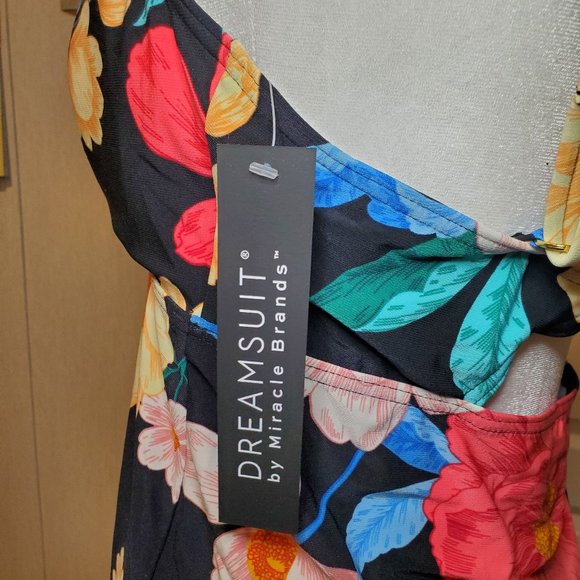 NWT Tankini Swim Top Size 12 Dreamsuit by Miracle Brands Black Pink Blue Multi - Picture 8 of 10